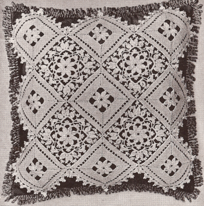 Vintage Crochet MOTIF BLOCK Lace Flower Bedspread Pattern ...