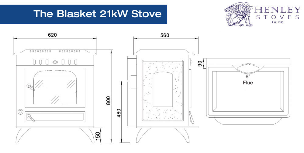 Henley Stoves - Blasket 21 Black Enamel Boiler Stove Henley Stoves - Blasket 21 Black Enamel Boiler Stove