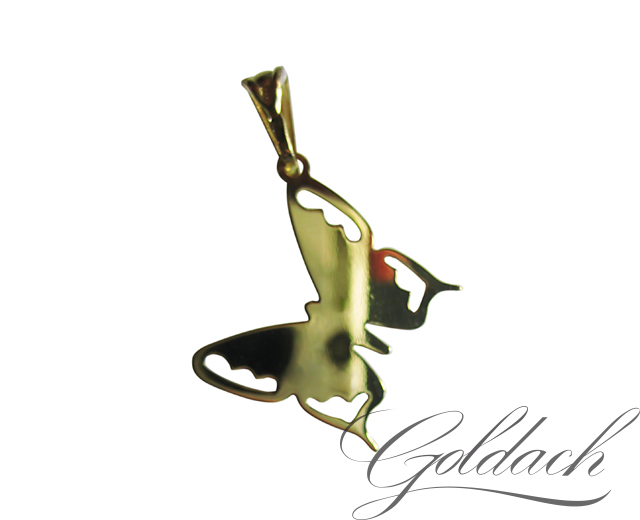 Кулон Золотая Бабочка, красное золото 585 проба