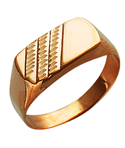 Мужское золотое кольцо с алмазными гранями, красное золото 585 пробы