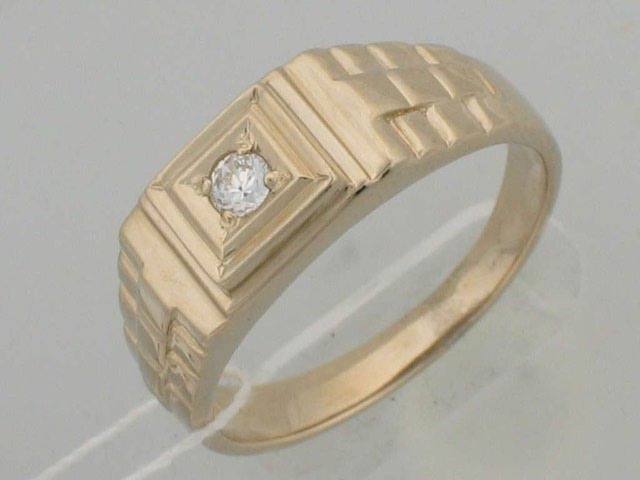 Мужское кольцо, бриллиант, имитация браслета, красное золото 585 проба