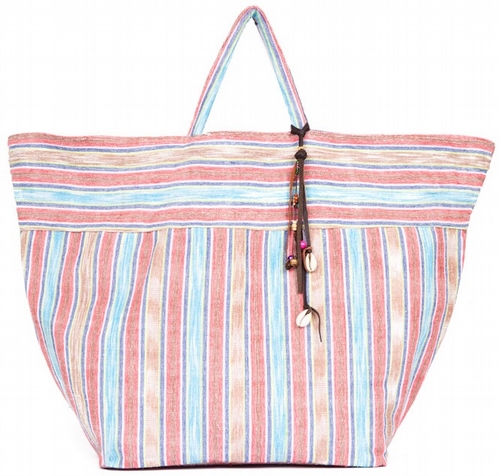 Samui Stripe Beach Tote Small - Red