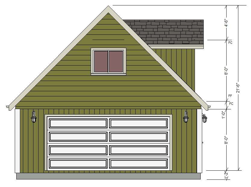 G527 24 x 24 x 8 Garage Plans with Loft and Dormers DWG and PDF 