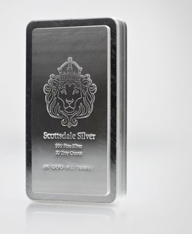 10 oz Scottsdale Stacker Silver Bar 99.9%